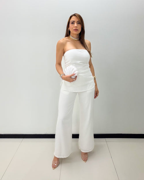 WHITE LINEN PANT SET
