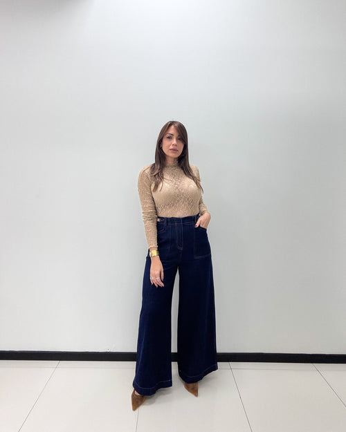 DARK DENIM WIDE LEG PANT