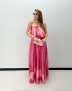 FUCHSIA PRINT TUBE MAXI DRESS