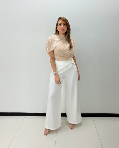 SAND CAPE RUCH BLOUSE