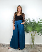 Blue Satin Pants