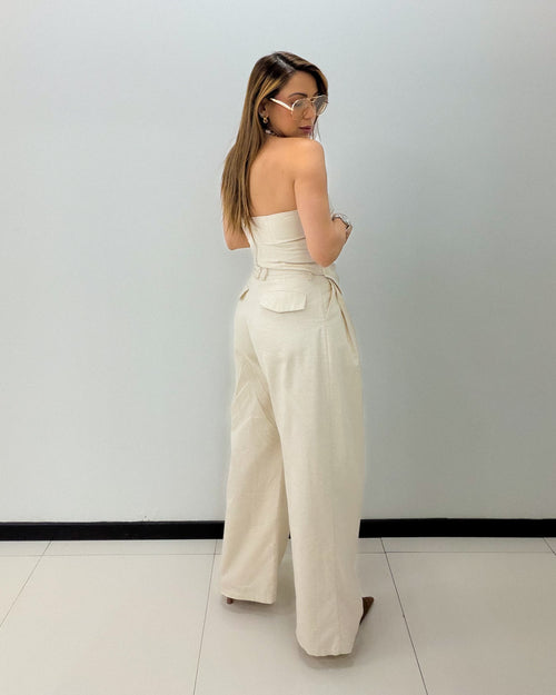 OATMEAL LINEN PANT SET
