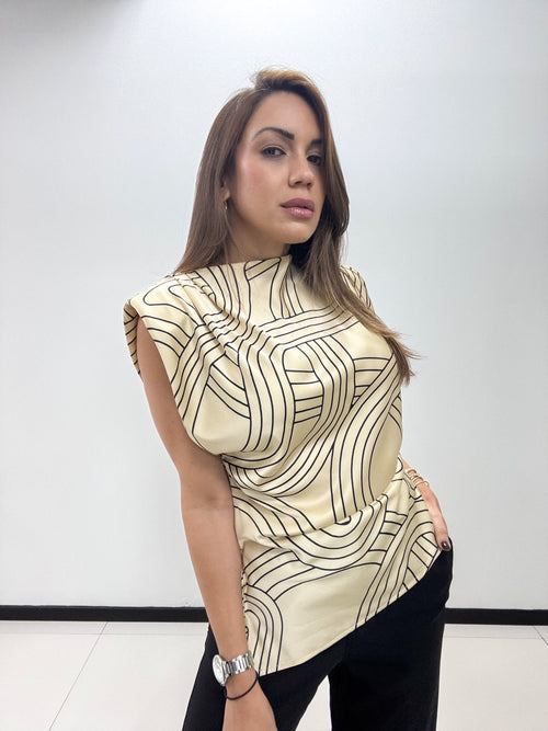 BEIGE-BLACK PANT SET