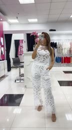 WHITE CROCHET PANT SET