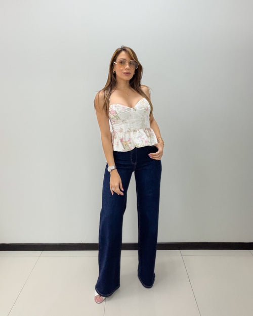FLORAL PRINT PEPLUM TOP