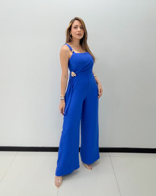 STRAP FRONT DRAPED DETAIL JUMPSUIT