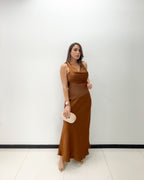 COCOA SATIN FORMAL DRESS