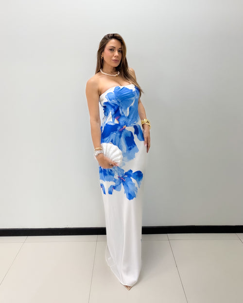BLUE FLOWER  MAXI DRESS