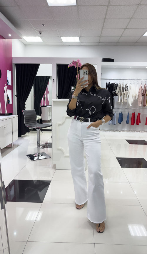 WHITE WIDE LEG JEAN
