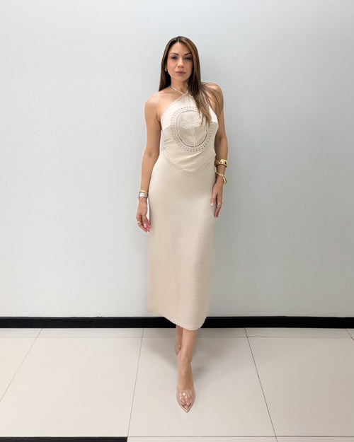 HALTER CROCHET MIDI DRESS