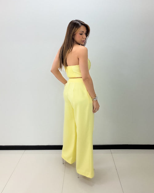 STRAPLESS EMBROIDERED PANT SET