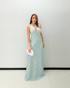AQUA MULTI CROCHET MAXI DRESS