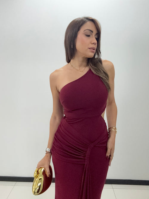 ONE SHOULDER DRAPED DRESS