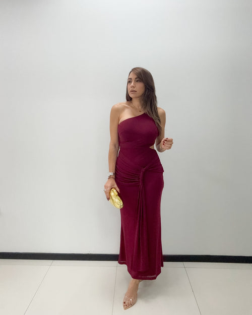 ONE SHOULDER DRAPED DRESS