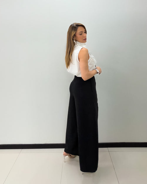 BLACK OVERLAP PANT