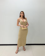 MOCHA CROCHET MIDI DRESS