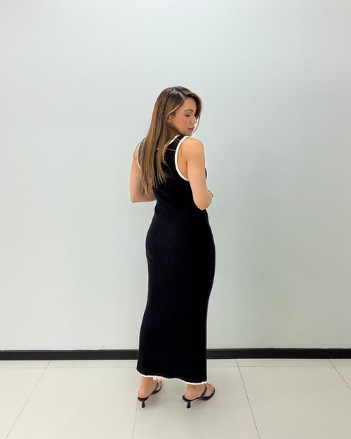 CONTRAST BINDING MIDI DRESS