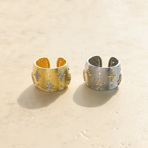 TWO TONE STARBURST RING