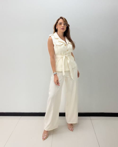 CREAM PANT SET
