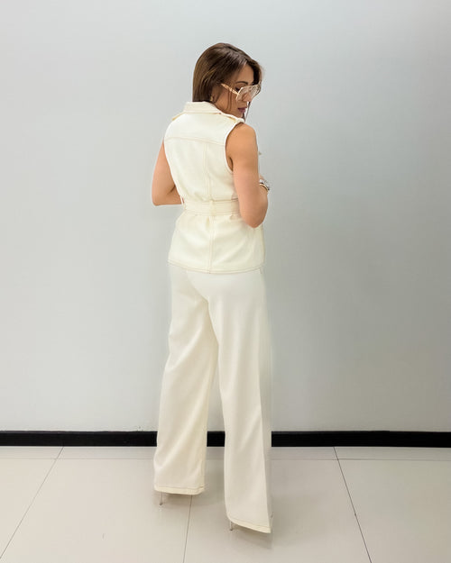 CREAM PANT SET