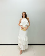 TRIMED HALTER TOP W/ RUFFLE SKIRT SET