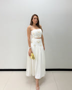 WHITE GOLD DETAIL SKIRT SET