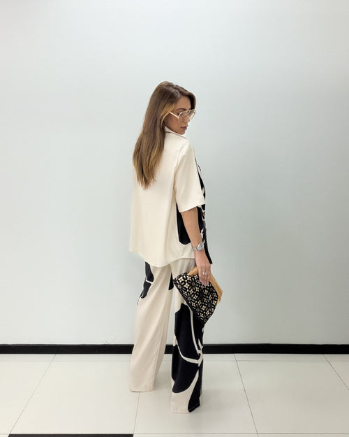 BEIGE-BLACK PANT SET