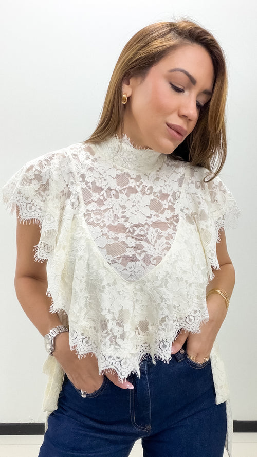 CREAM LACE TOP