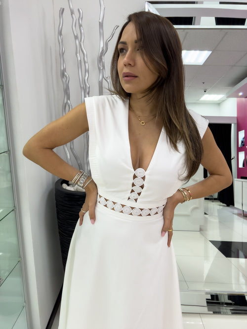 WHITE MIDI DRESS
