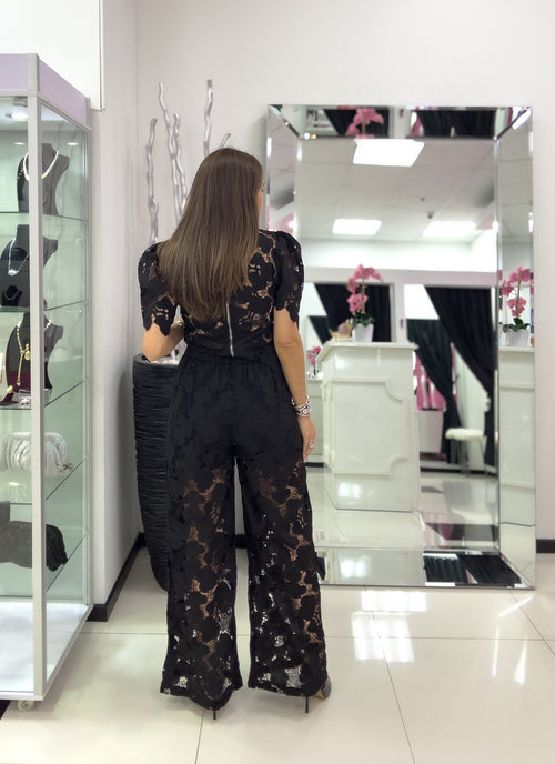 BLACK LACE PANT SET