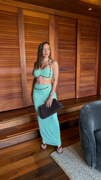 GREEN BEADS SKIRT SET