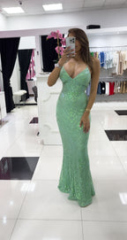 SAGE SEQUINS FORMAL DRESS