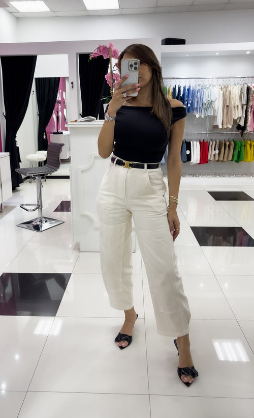IVORY BARREL PANTS