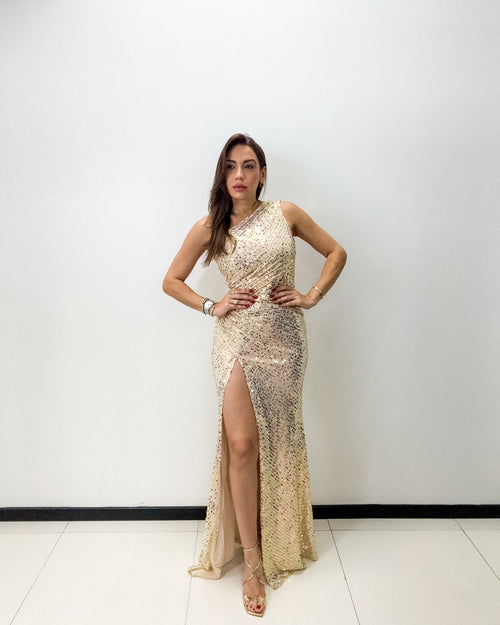 ONE SHOULDER SEQUINS FORMAL DRESS