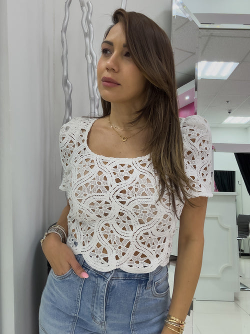 WHITE CROCHET BLOUSE