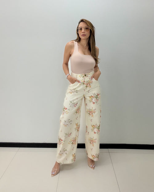 FLORAL PRINT BARREL PANT