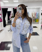 SKY BLUE LACE BLOUSE