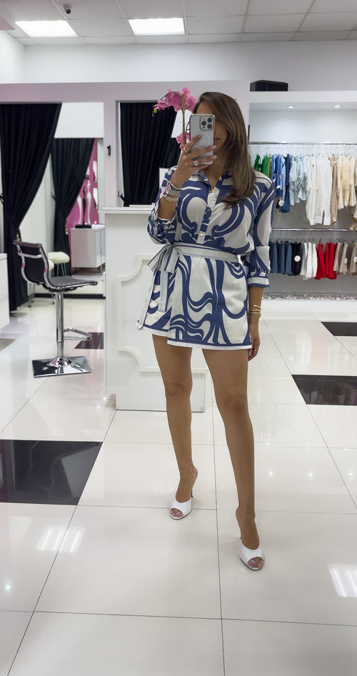 NAVY IVORY SHORT SET