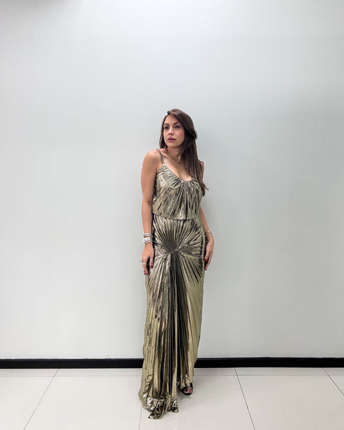 GOLD METALLIC RUCHED DRESS