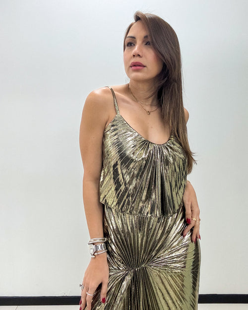 GOLD METALLIC RUCHED DRESS