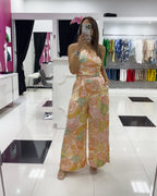 APRICOT MULTI SATIN PANT SET