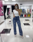 RHINESTONES DETAILS JEANS