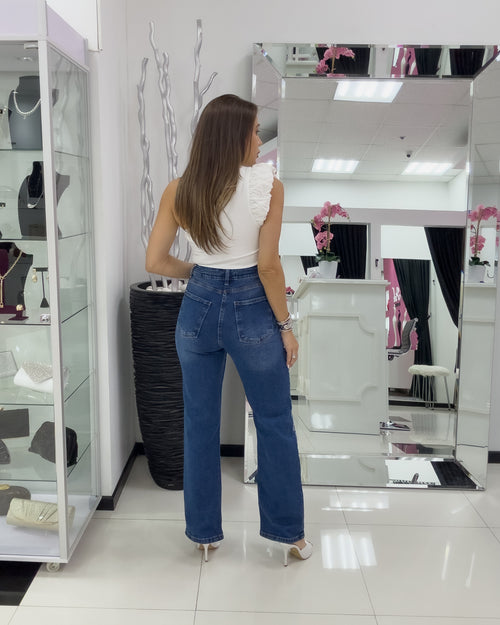 RHINESTONES DETAILS JEANS