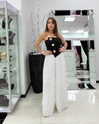 STRAPLESS PLEATED JUMPSUIT