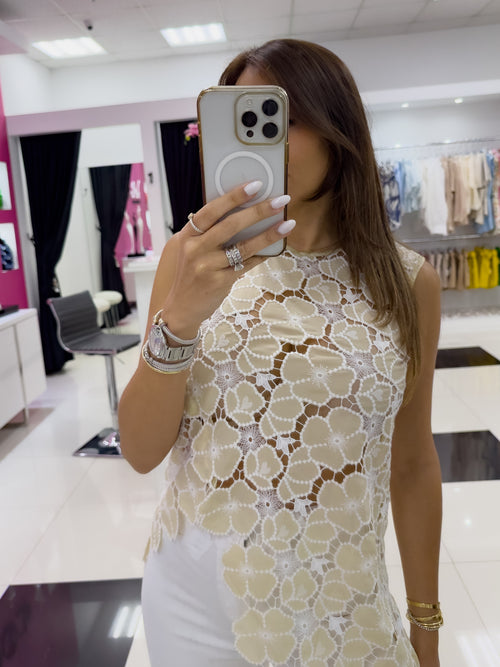 ASYMMETRICAL LACE BLOUSE