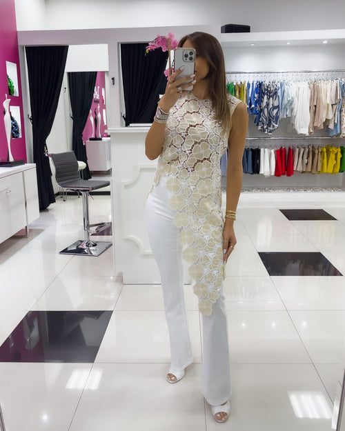 ASYMMETRICAL LACE BLOUSE