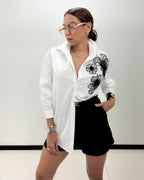 BLACK FLORAL DETAIL BLOUSE
