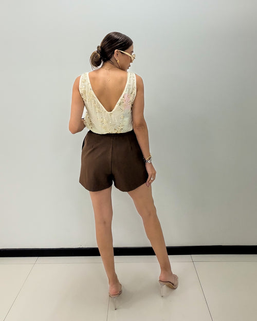 IVORY SEQUIN DETAILS TOP