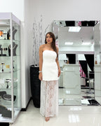 WHITE LACE MIDI DRESS