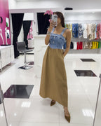 DENIM MOCHA MIDI DRESS